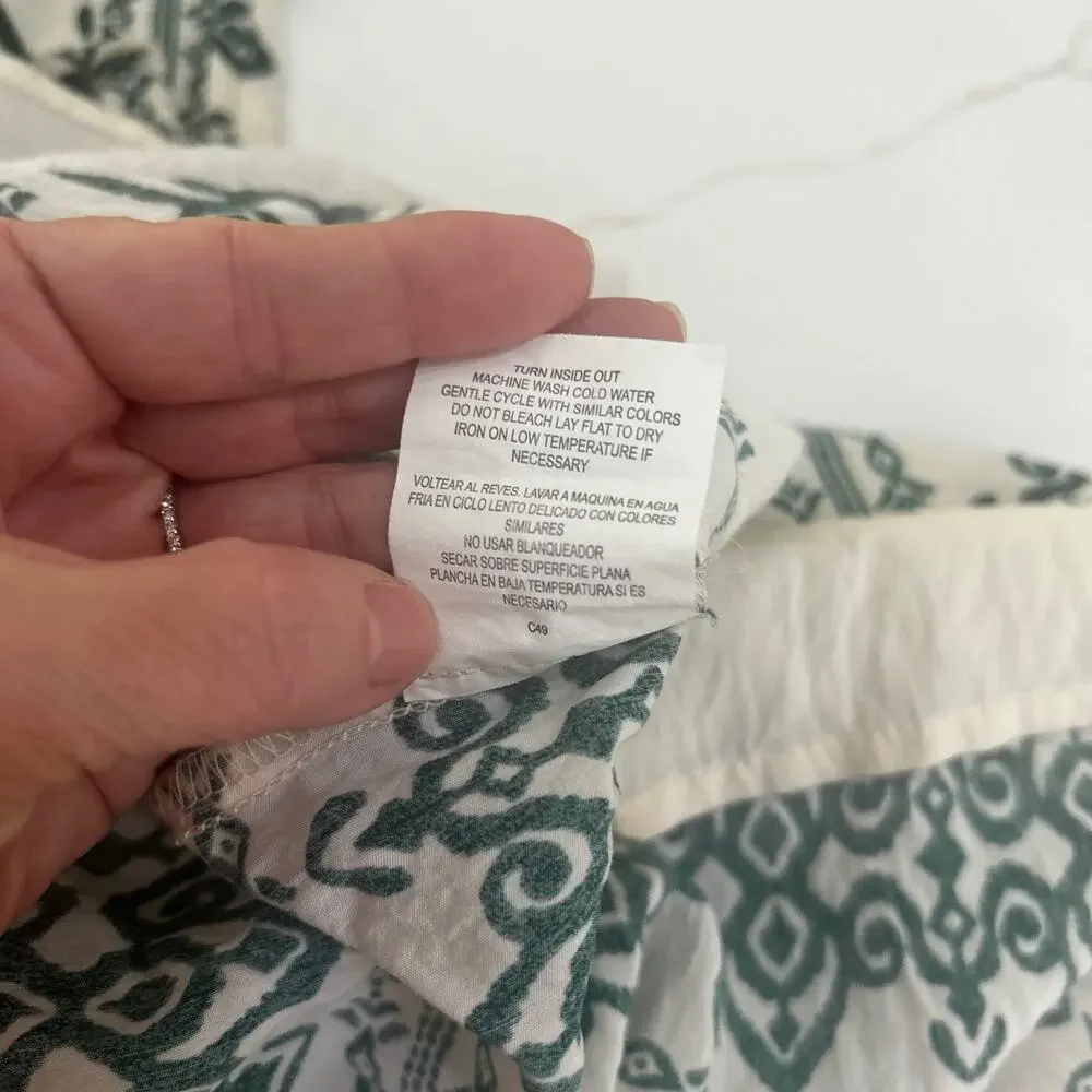 Fig & Flower Dress Boho Cream Green Tiered Knee Length SZ M Anthropologie Derby - Picture 8 of 9